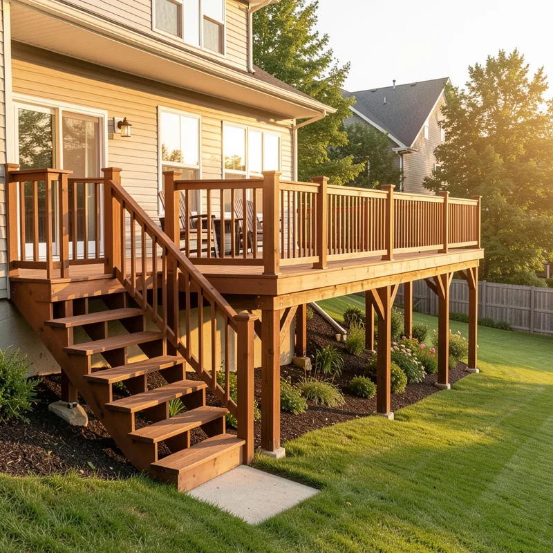 Terrasse en bois surélevée : structure, règles et pose